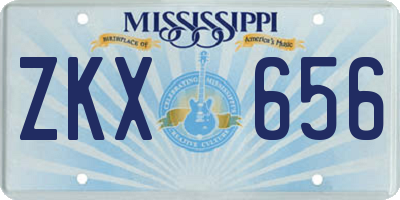 MS license plate ZKX656