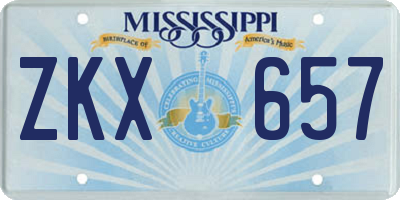 MS license plate ZKX657