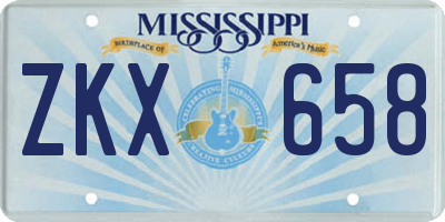 MS license plate ZKX658