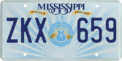 MS license plate ZKX659