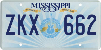 MS license plate ZKX662
