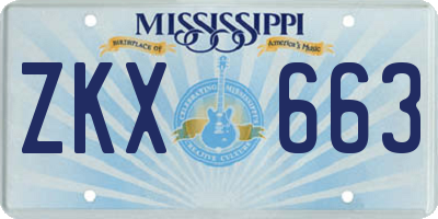 MS license plate ZKX663