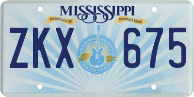 MS license plate ZKX675