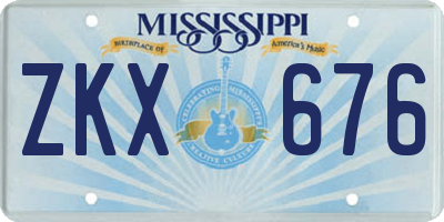MS license plate ZKX676