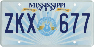 MS license plate ZKX677
