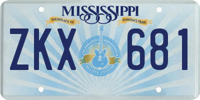 MS license plate ZKX681
