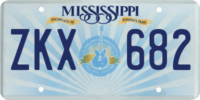 MS license plate ZKX682