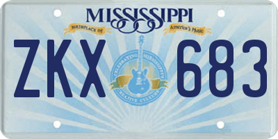 MS license plate ZKX683