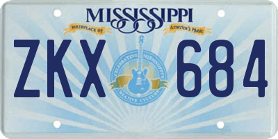 MS license plate ZKX684