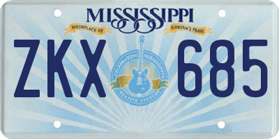 MS license plate ZKX685