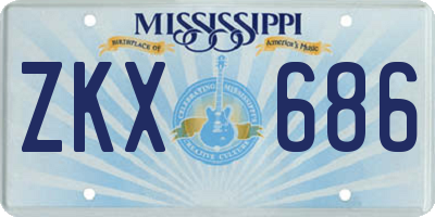 MS license plate ZKX686