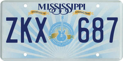 MS license plate ZKX687