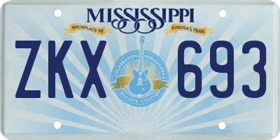 MS license plate ZKX693