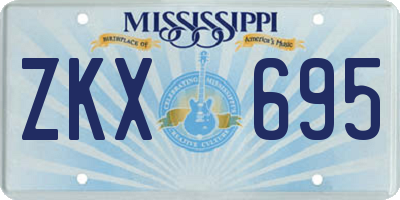 MS license plate ZKX695