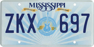 MS license plate ZKX697