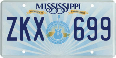 MS license plate ZKX699