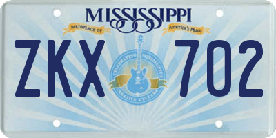 MS license plate ZKX702