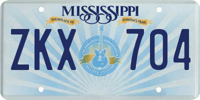 MS license plate ZKX704