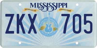 MS license plate ZKX705