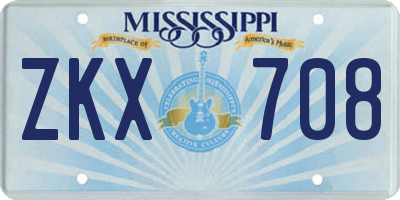 MS license plate ZKX708