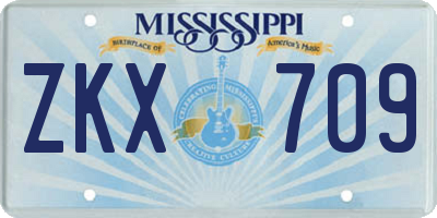 MS license plate ZKX709