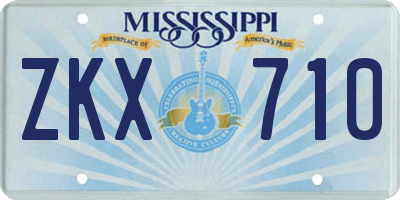 MS license plate ZKX710