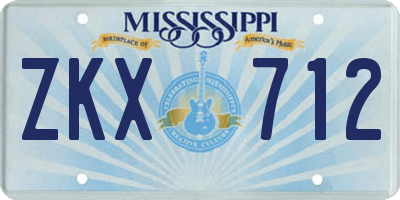 MS license plate ZKX712