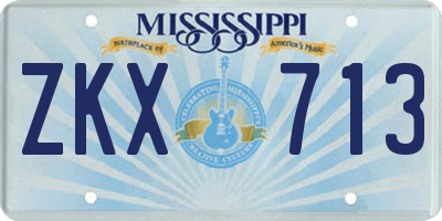 MS license plate ZKX713