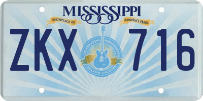 MS license plate ZKX716