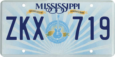 MS license plate ZKX719