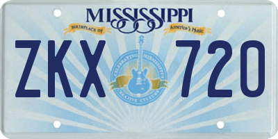MS license plate ZKX720