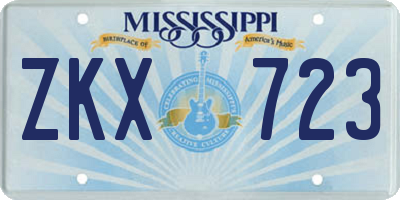 MS license plate ZKX723