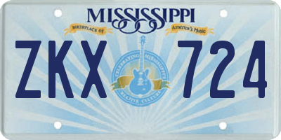 MS license plate ZKX724