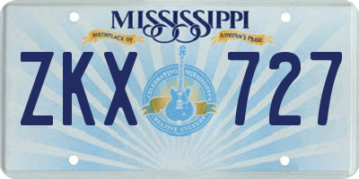MS license plate ZKX727