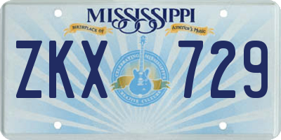 MS license plate ZKX729