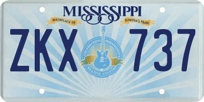 MS license plate ZKX737