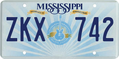 MS license plate ZKX742