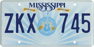 MS license plate ZKX745