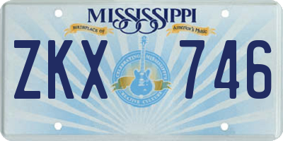 MS license plate ZKX746