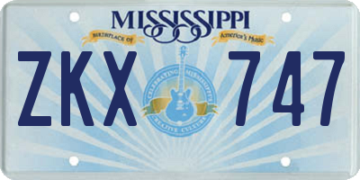 MS license plate ZKX747
