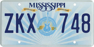 MS license plate ZKX748
