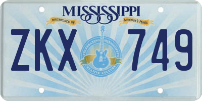 MS license plate ZKX749
