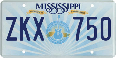 MS license plate ZKX750