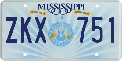 MS license plate ZKX751