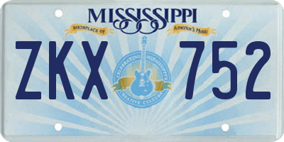 MS license plate ZKX752