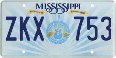 MS license plate ZKX753