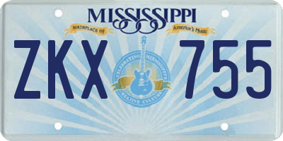 MS license plate ZKX755