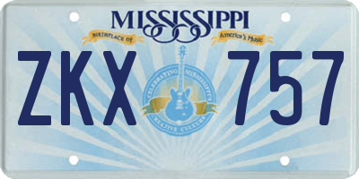 MS license plate ZKX757