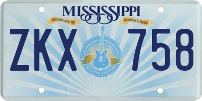 MS license plate ZKX758