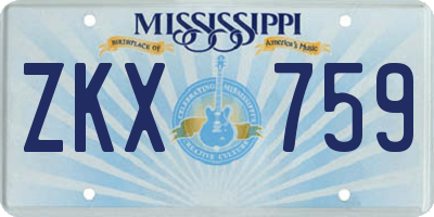 MS license plate ZKX759